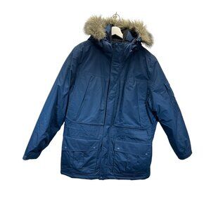 L.L. Bean Baxter State Coat Parka Men's XL‎ Blue Winter Goose Down Faux Fir